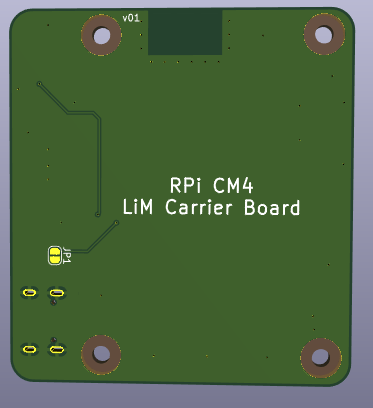 Rendered RPi CM4 LiM Carrier Board PCB Bottom